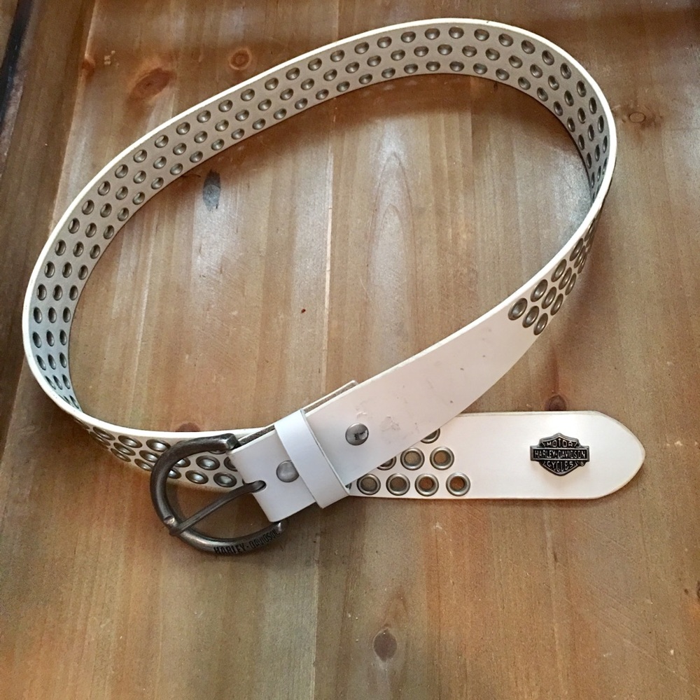 White Harley Davidson Belt